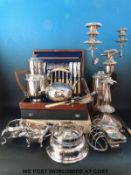 A mahogany cased part fish service, further cased and loose cutlery,