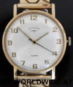 Rotary 9ct gold gentleman's wristwatch with two tone hands and arabic numerals,