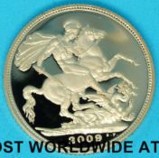 A deluxe cased 2009 proof gold full sovereign,