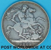 An 1889 Jubilee head Victorian crown in case