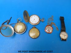 Silver plated and white metal pocket watches etc