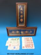 An amateur collection of UK coinage, Queen Victoria onwards including modern crowns, some in frames,