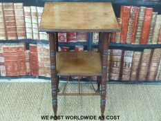 In the manner of Godwin a 19th/20thC mahogany side table with undershelf (H67 x W42 x D42cm)