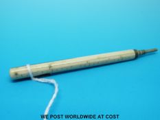 An unusual 19thC bone and white metal propelling pencil,