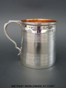A George V hallmarked silver tankard with gilt wash interior, Birmingham 1921 maker S.W.Smith &Co.