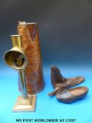 A large copper jug (39cm tall) together with a Barratt & Sons brass lace-making lamp