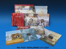 Two Nelson Trafalgar 200th Anniversary £5 crowns in presentation packs together with a Crimean War