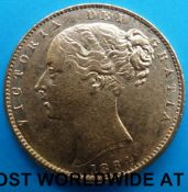 The Douro Sovereign Set comprising two young head Victoria gold full sovereigns in Shield and