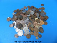 A collection of sundry English coinage with some Irish and overseas.