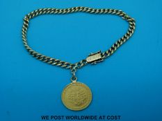 A 9ct gold bracelet with a 22ct gold coin