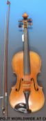 A 19thC violin labelled Giovan Paolo Maggini, the table with boxwood purfling, with 36cm flame back,