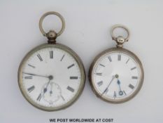 A 19thC continental 800 grade silver open face watch with white dial and Roman numerals and a