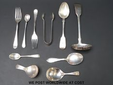 A quantity of hallmarked silver cutlery to include sifter spoon, Georgian caddy spoon etc.