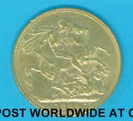 A cased 1899 Victoria veiled head gold full sovereign,