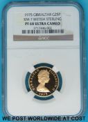 A 1975 Gibraltar British sterling £25 gold coin in NCG sealed case, 7.