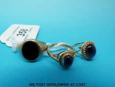 Three 9ct gold rings,