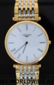 Longines La Grande Classique 18ct gold gentleman's wristwatch with Roman numerals and black hands