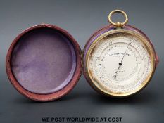 A cased Parkinson and Frodsham 4 Change Alley Cornhill London pocket barometer/thermometer diameter