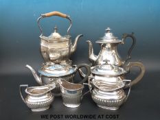 A quantity of silver plated ware to include spirit kettle,