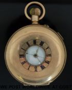 A Fattorini & Sons gold plated gentleman's keyless half hunter pocket watch with doctor's type