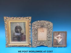 A Japanese metal picture frame and two others