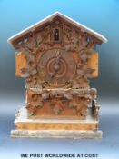 A late 19th/early 20th century bracket cuckoo clock with twin fusee movement on wooden plates,