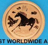 A 1/1003 gold Australian Year of the Horse 2014 15 dollar coin