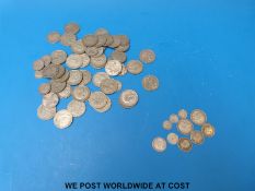 Approximately 668.5g of pre-1947 silver coinage together with 50.