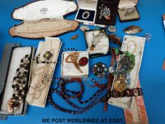 Various hallmarked silver brooches including guilloche enamel butterfly brooches,