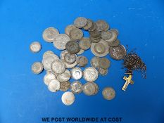 Approximately 215g of mixed UK silver including some pre 1920 examples and a silver cross and chain