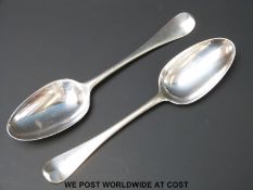 A pair of Georgian bottom hallmarked silver table spoons Ldn 1749 maker Ebenezer Coker, 140g,