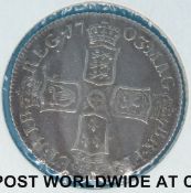 A Queen Anne 1703 shilling, with VIGO below bust,