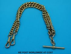 A 9ct gold graduated double Albert watch chain (22.