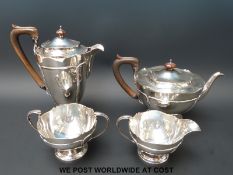A Mappin and Webb hallmarked silver four piece tea and coffee set Sheffield 1904 maker Mappin and