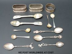 Three various hallmarked silver napkin rings,