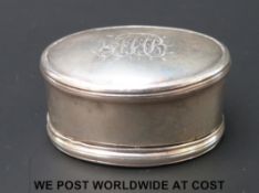 A George III Peter, Ann and William Bateman hallmarked silver nutmeg grater of oval form,