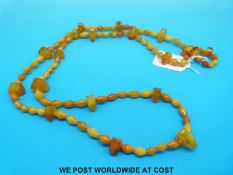An amber necklace consisting of over 100 angular beads, the largest bead 20 x 20 x 10mm,