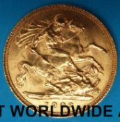 A 1902 Edward VII gold half sovereign