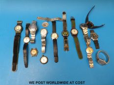 Fourteen various gentleman's wristwatches to include 9ct gold Accurist,
