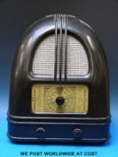 A Philco model 444 black backelite long wave/medium wave arch/dome shaped case with vintage car