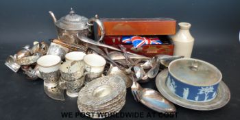 A Victorian Mappin & Webb teapot, further plated ware,