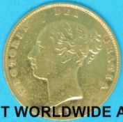 An 1876 Victoria young head gold half sovereign die no 98,