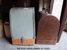 Three vintage sewing machines including a Necchi example