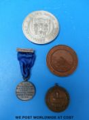 A cased bicentenary 1790-1990 Lifeboat medal coin (63mm diameter, silver hallmark, weight 152g).