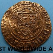 An Edward III treaty quarter noble (1327-1377) F-VF detail slight clipping.