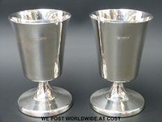 A pair of hallmarked silver beakers/ goblets Sheffield,
