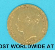 An 1885 Victoria young head gold half sovereign, no die no,