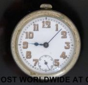 A Swiss made transitionary wristwatch with white enamel dial,