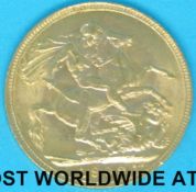 A 1909 Edward VII gold full sovereign