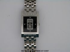 Credit Suisse ladies wristwatch with 1g platinum ingot to face on stainless steel bracelet,